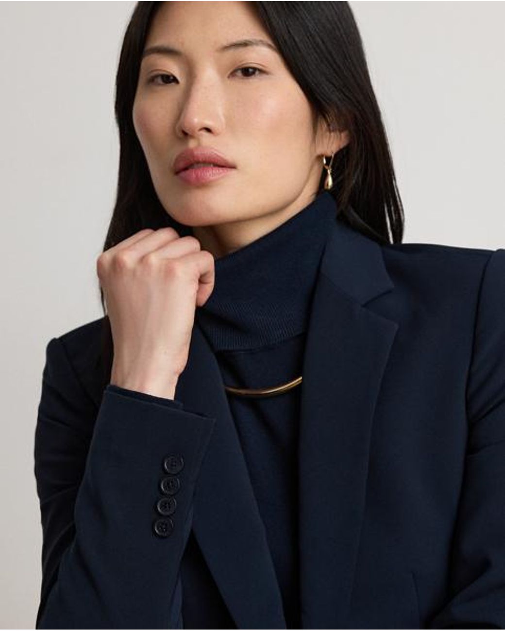 Ralph Lauren Blue Stretch Crepe Blazer