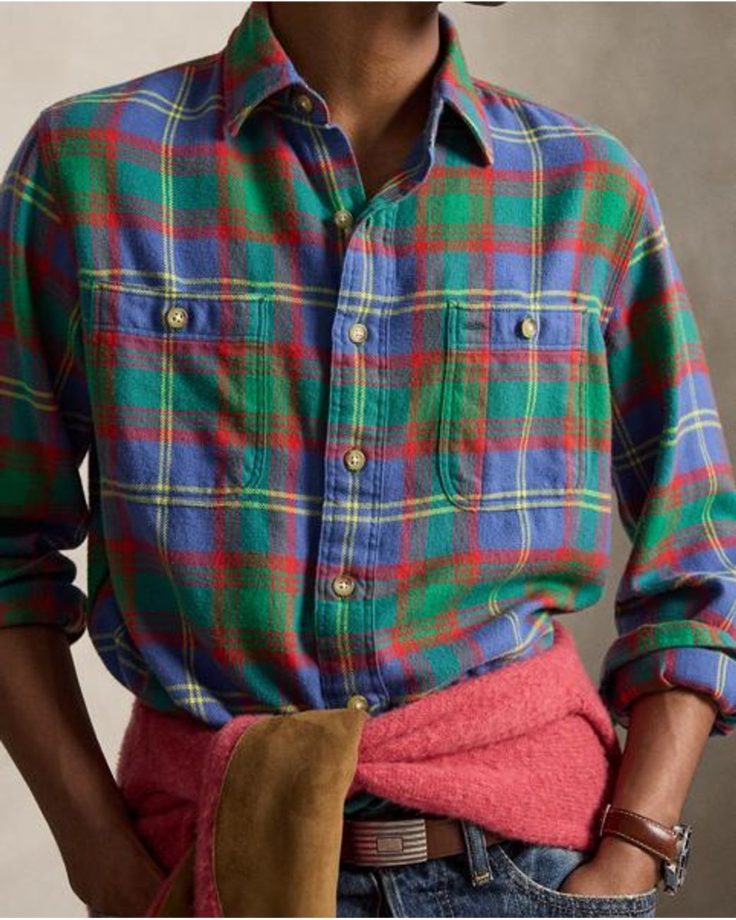 Polo Ralph Lauren Blue Classic Fit Plaid Twill Workshirt for men