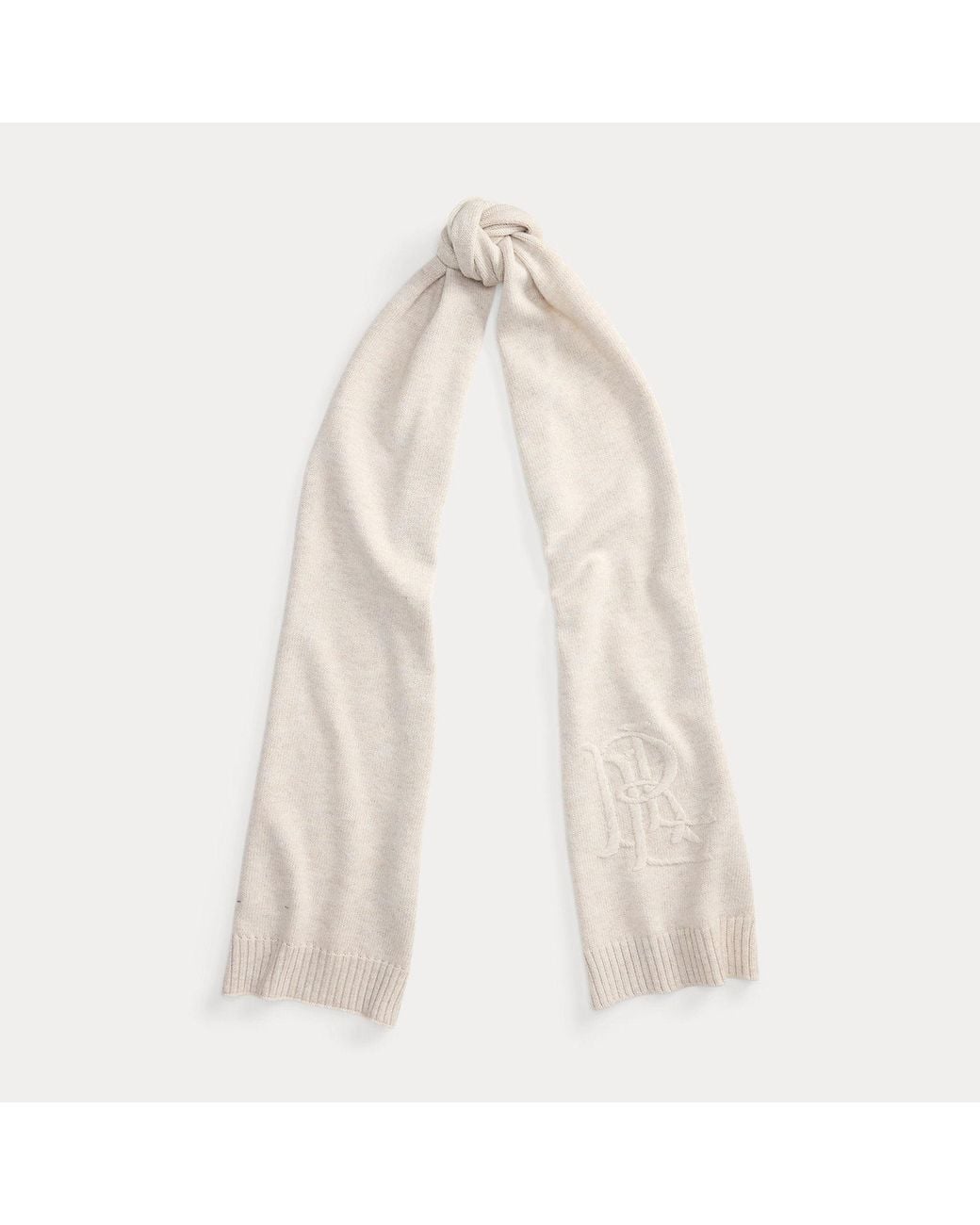 Ralph Lauren Brown Embroidered-Logo Knit Scarf