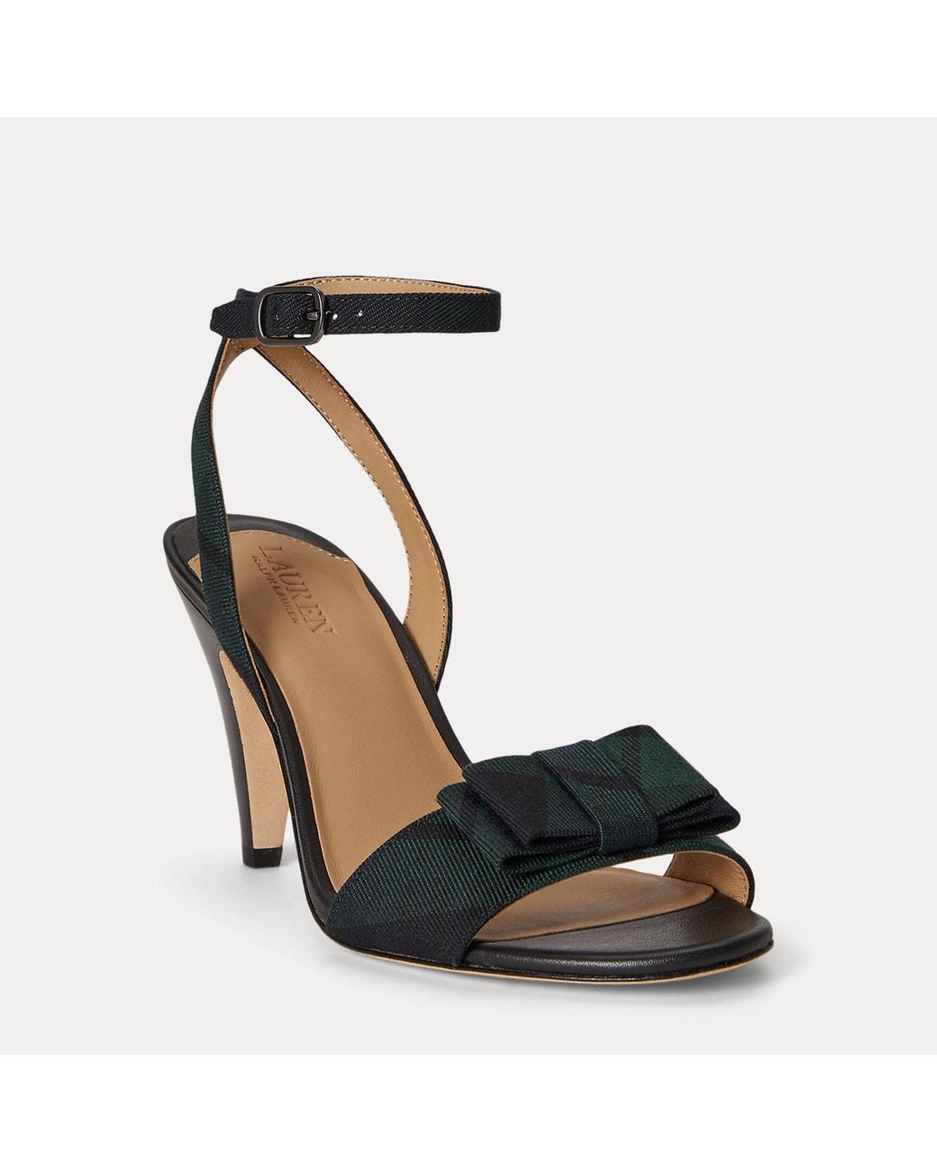 Ralph Lauren Black Gracy Bow-Trim Watch Plaid Sandal