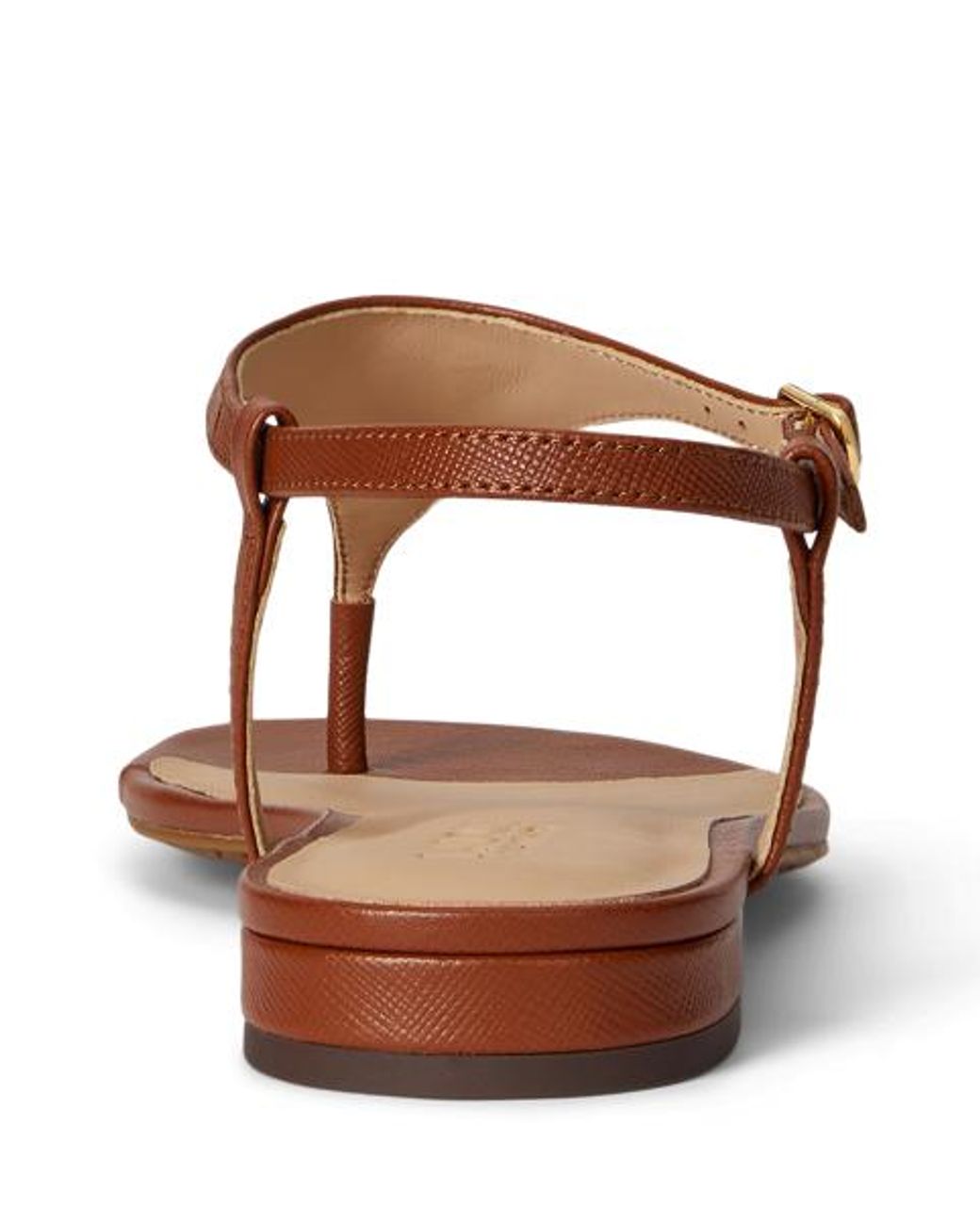 Ralph Lauren Brown Everley Ii Crosshatch Leather Sandal