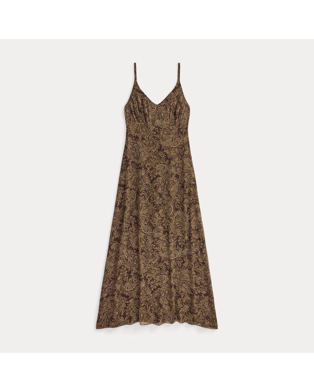 RRL Brown Paisley Silk Georgette Dress