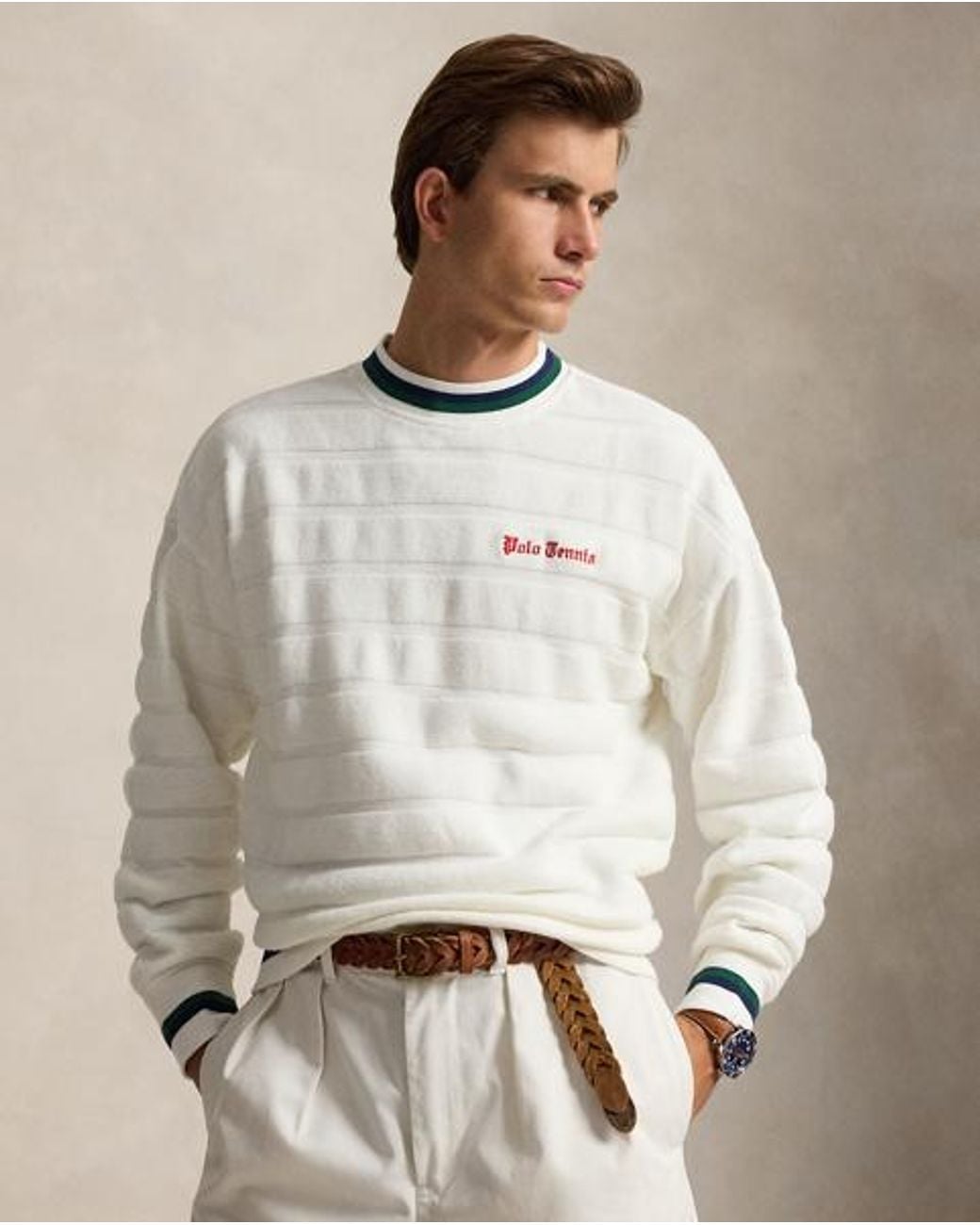 Polo Ralph Lauren Gray Relaxed Fit Textured Jacquard Pullover for men
