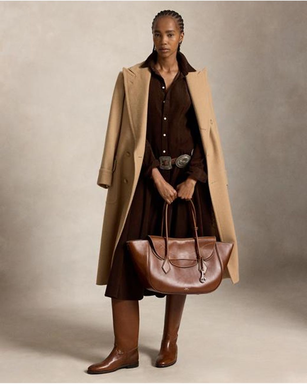 Ralph Lauren Brown Corduroy A-Line Shirtdress