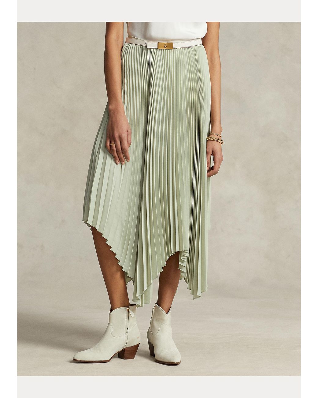 Polo ralph lauren pleated georgette hotsell midi skirt