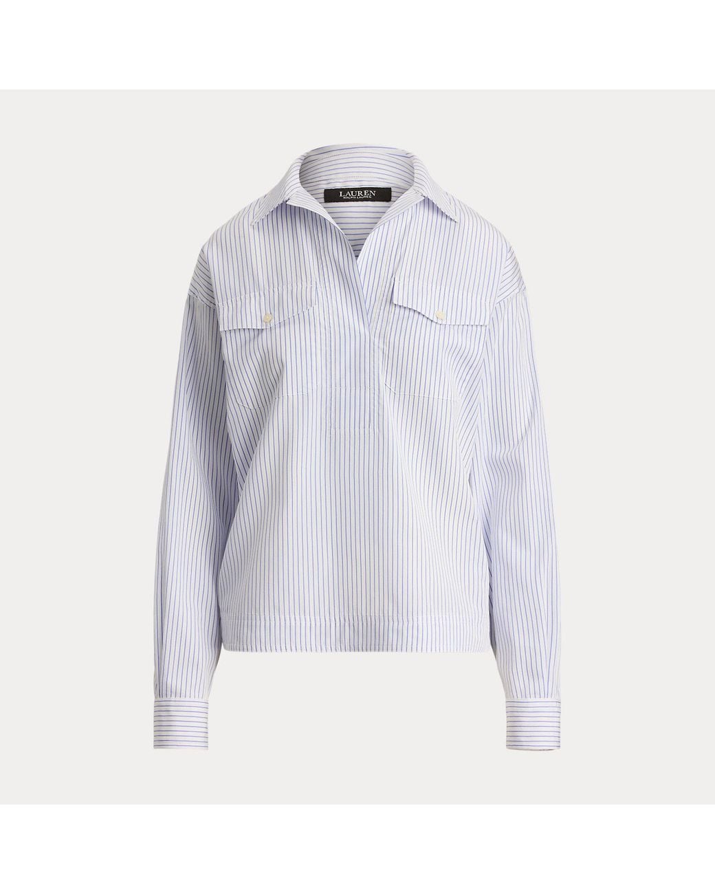 Ralph Lauren White Striped Cotton Broadcloth Shirt