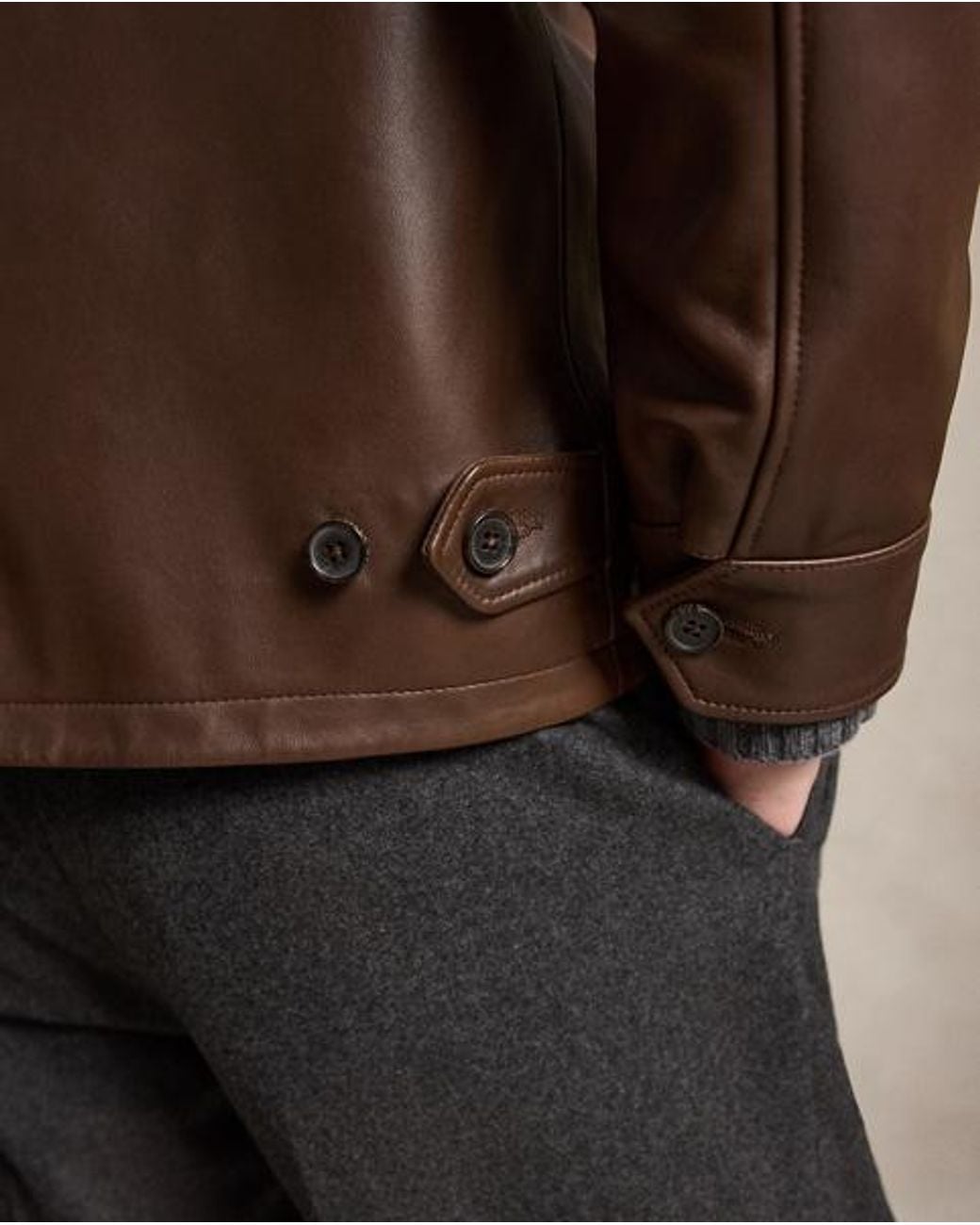 Ralph Lauren Brown Lambskin Leather Jacket for men