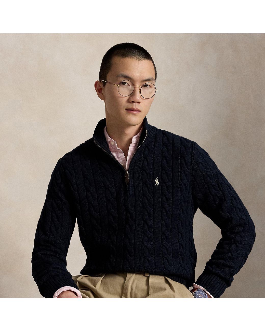 Polo Ralph Lauren Blue Cable-knit Cotton Jumper for men