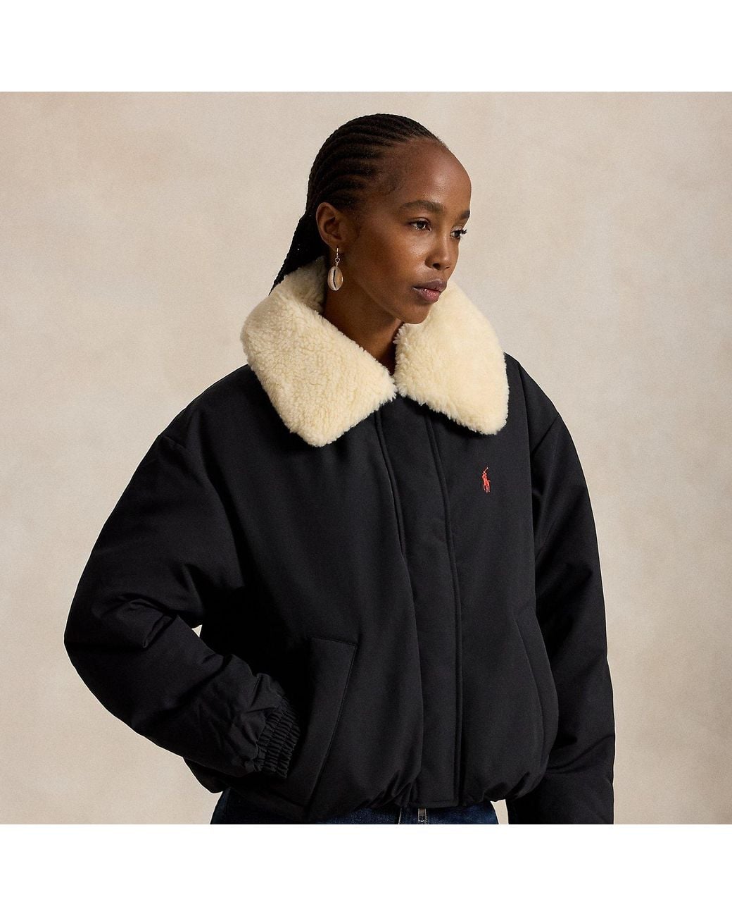 Polo Ralph Lauren Black High-Pile-Collar Down Puffer Jacket