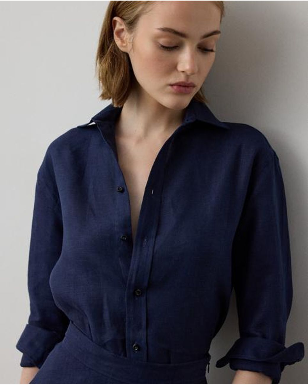 Ralph Lauren Blue Adrien Relaxed Fit Linen Shirt