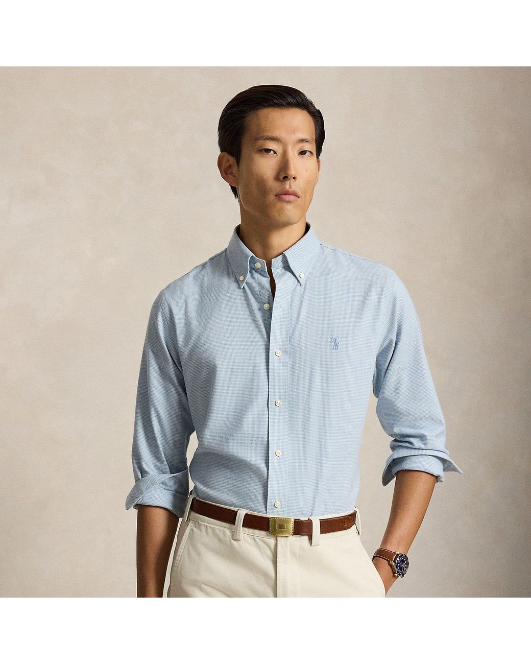 Polo Ralph Lauren Blue Custom Fit Performance Twill Shirt for men