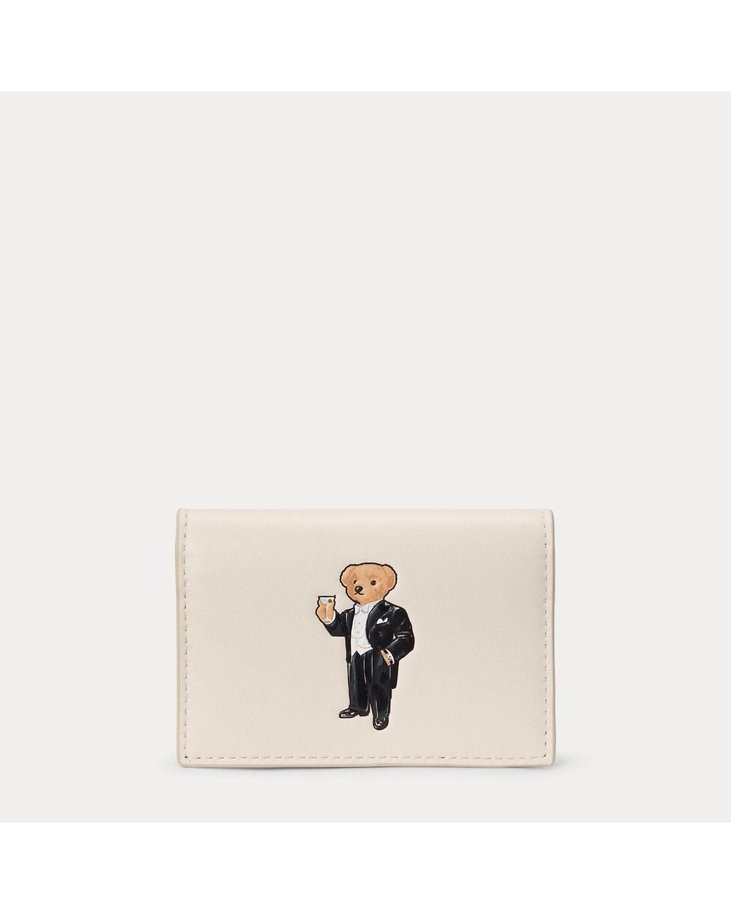 Polo Ralph Lauren Natural Polo Bear Leather Flapped Card Case