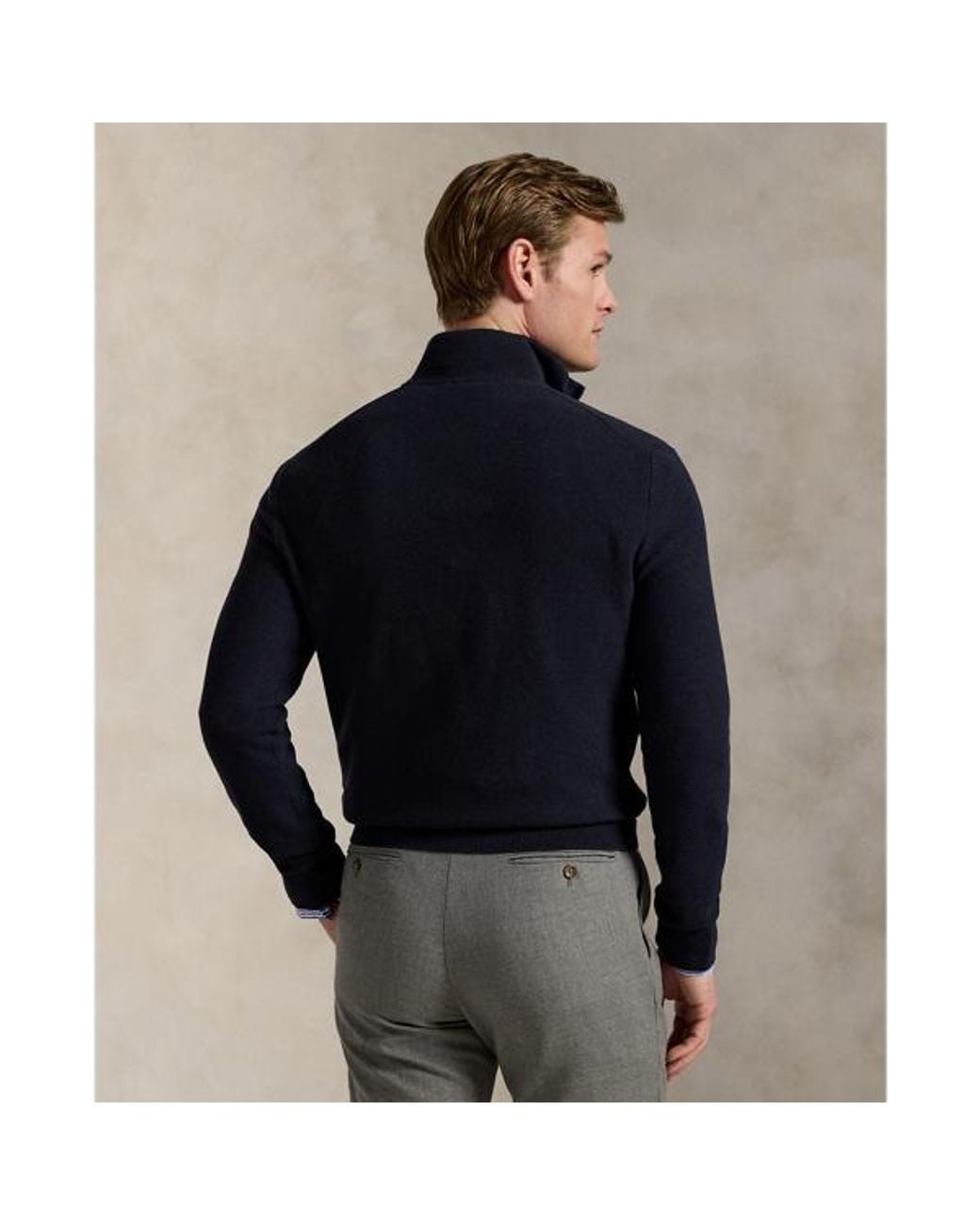 Polo Ralph Lauren Blue Mesh-Knit Cotton Quarter-Zip Sweater for men