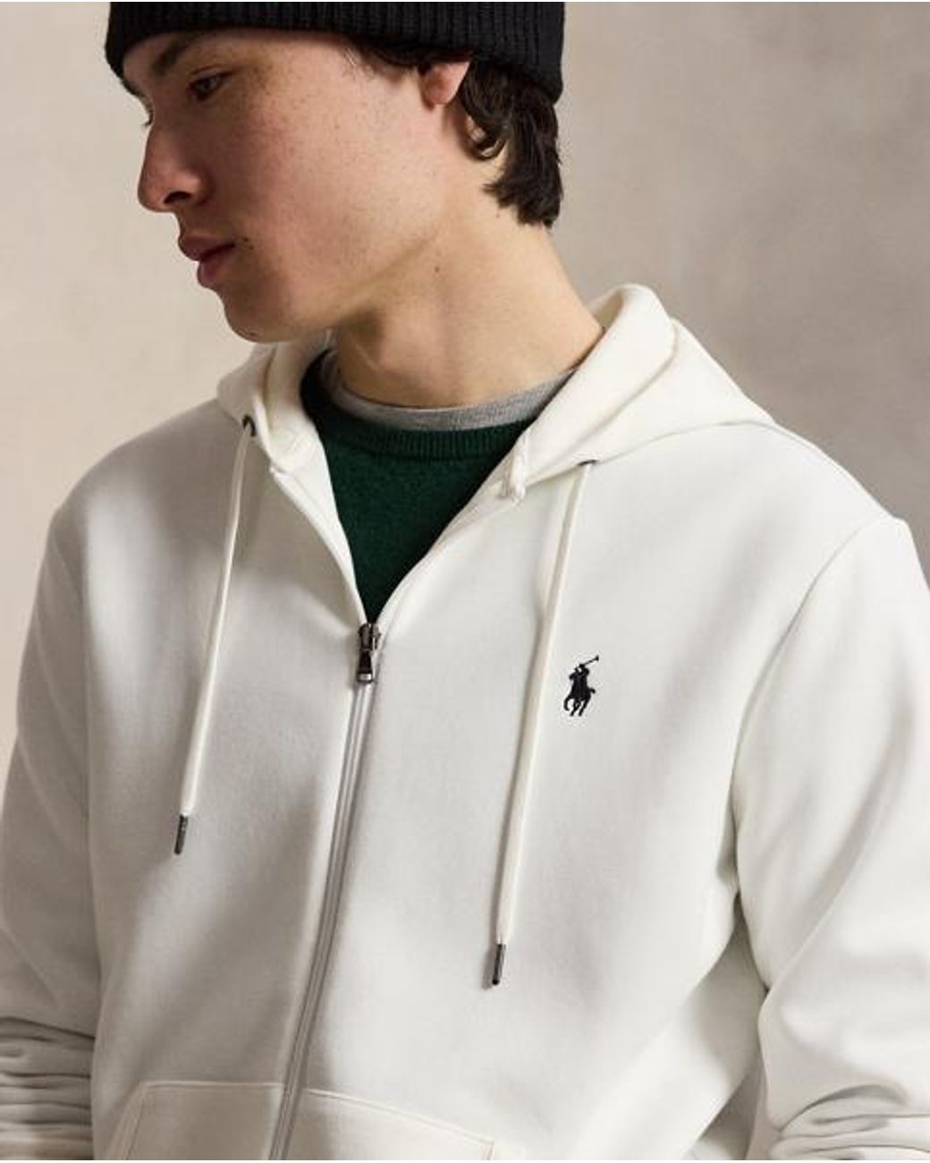 Polo Ralph Lauren White Double-Knit Full-Zip Hoodie for men