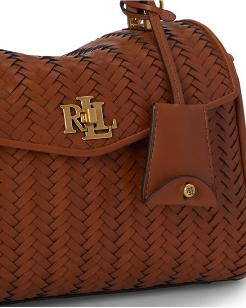 Ralph Lauren Blue Woven Leather Small Farrah Soft Satchel