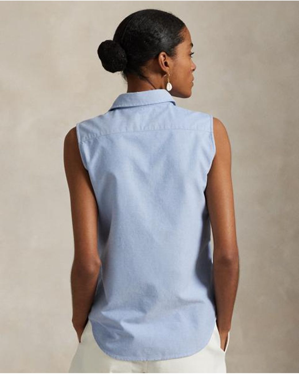 Polo Ralph Lauren Blue Cotton Oxford Sleeveless Shirt