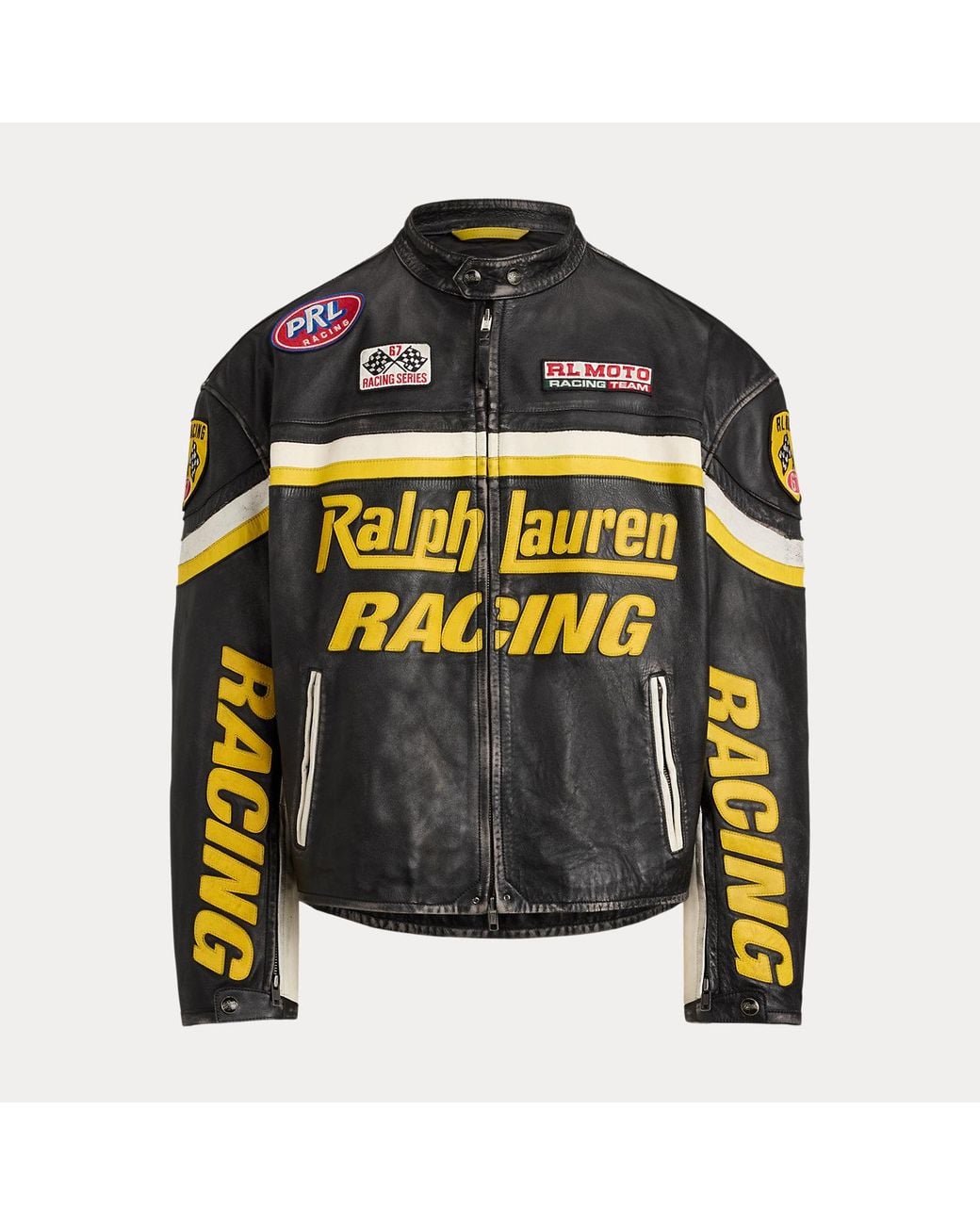 Polo Ralph Lauren Black Leather Racing Jacket for men