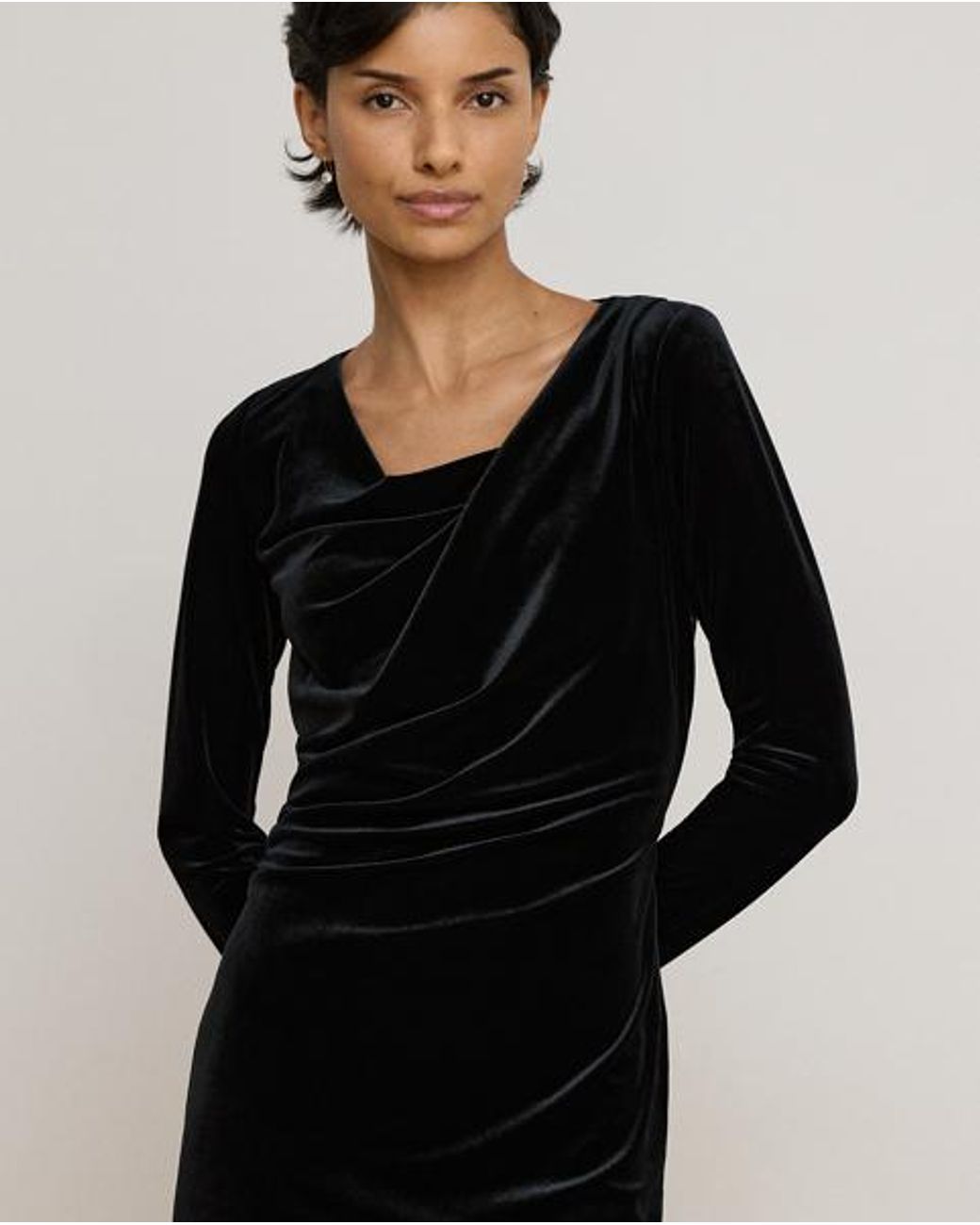 Ralph Lauren Black Long-Sleeve Velvet Dress