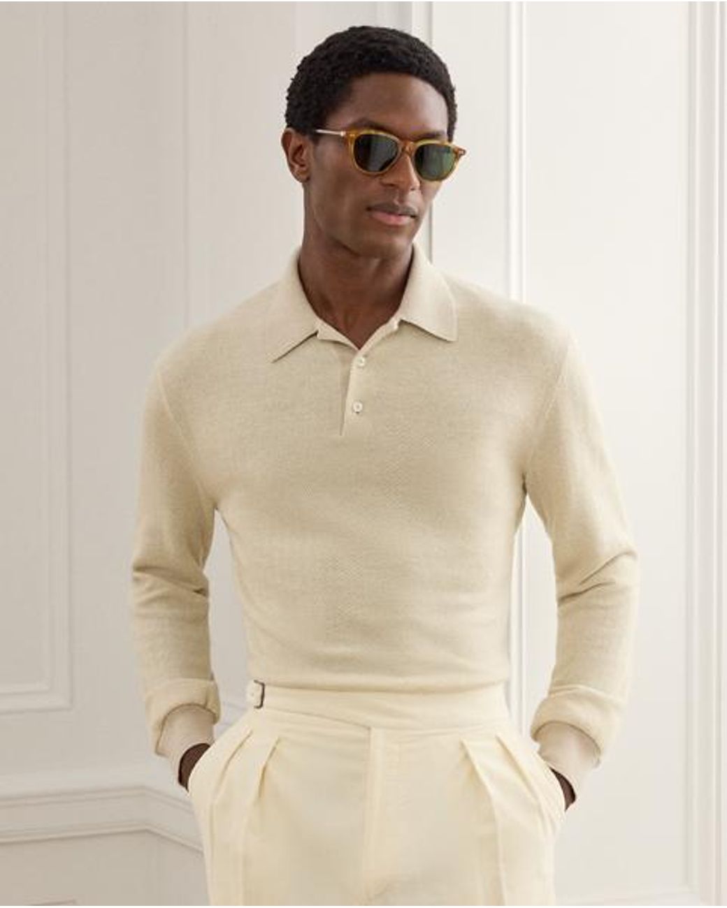 Ralph Lauren Natural Linen-Cashmere Polo Jumper for men
