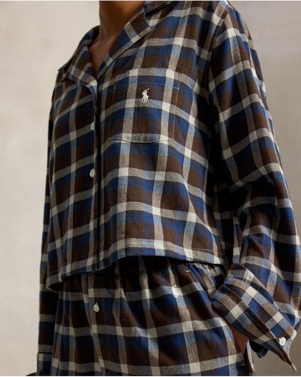 Polo Ralph Lauren Black Plaid Flannel Piped Pyjama Set
