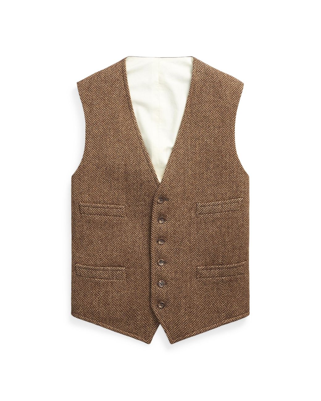 Ralph Lauren Herringbone Wool Waistcoat in Brown for Men - Lyst