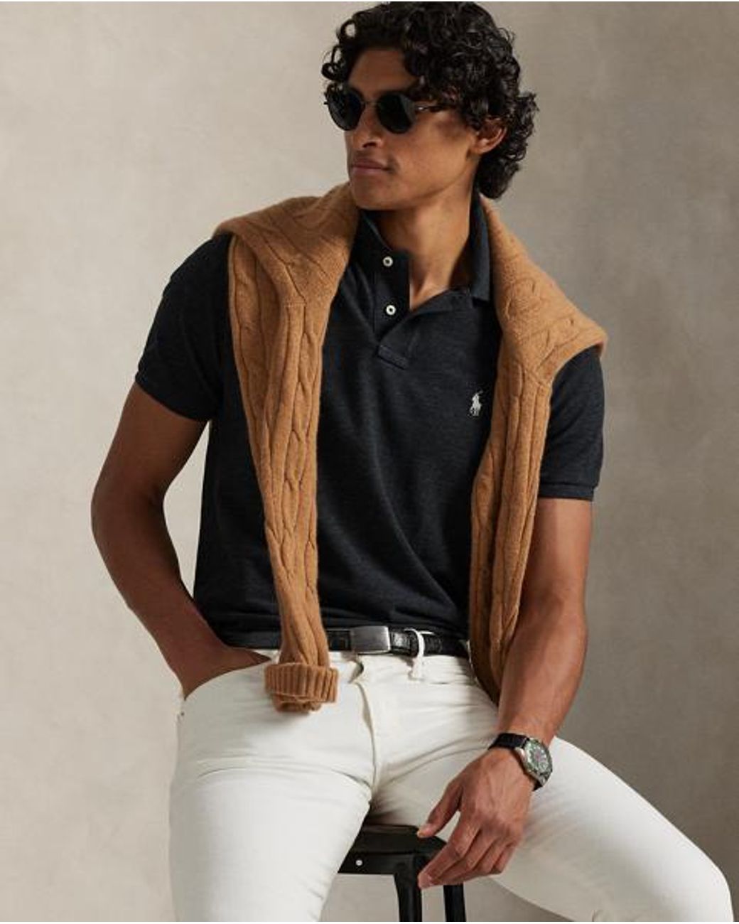 Polo Ralph Lauren Black Custom Slim Fit Mesh Polo Shirt for men
