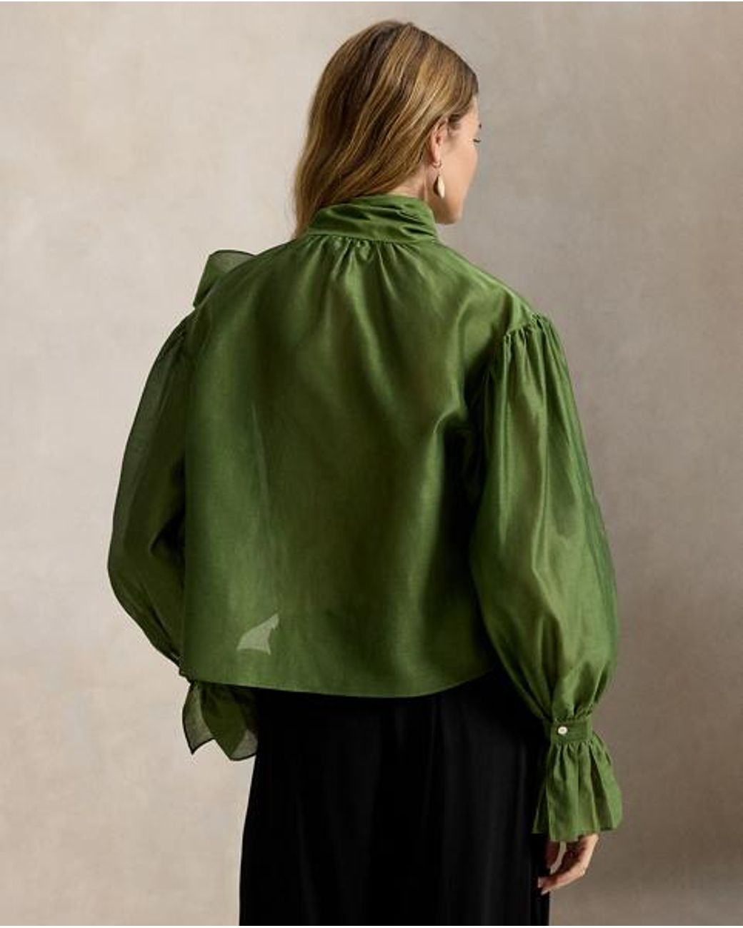 Polo Ralph Lauren Green Tie-Bow Organdy Shirt