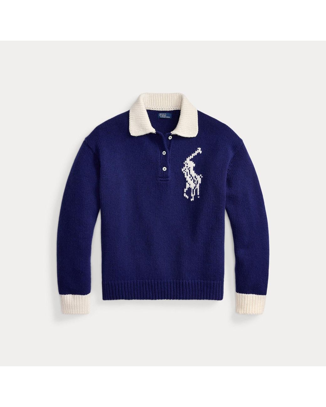 Polo Ralph Lauren Blue Big Pony Wool Rugby Jumper