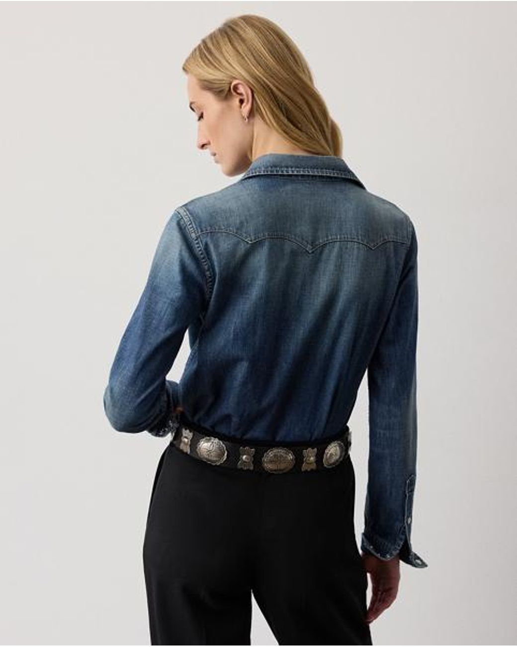 Ralph Lauren Blue Payson Cotton Denim Western Shirt