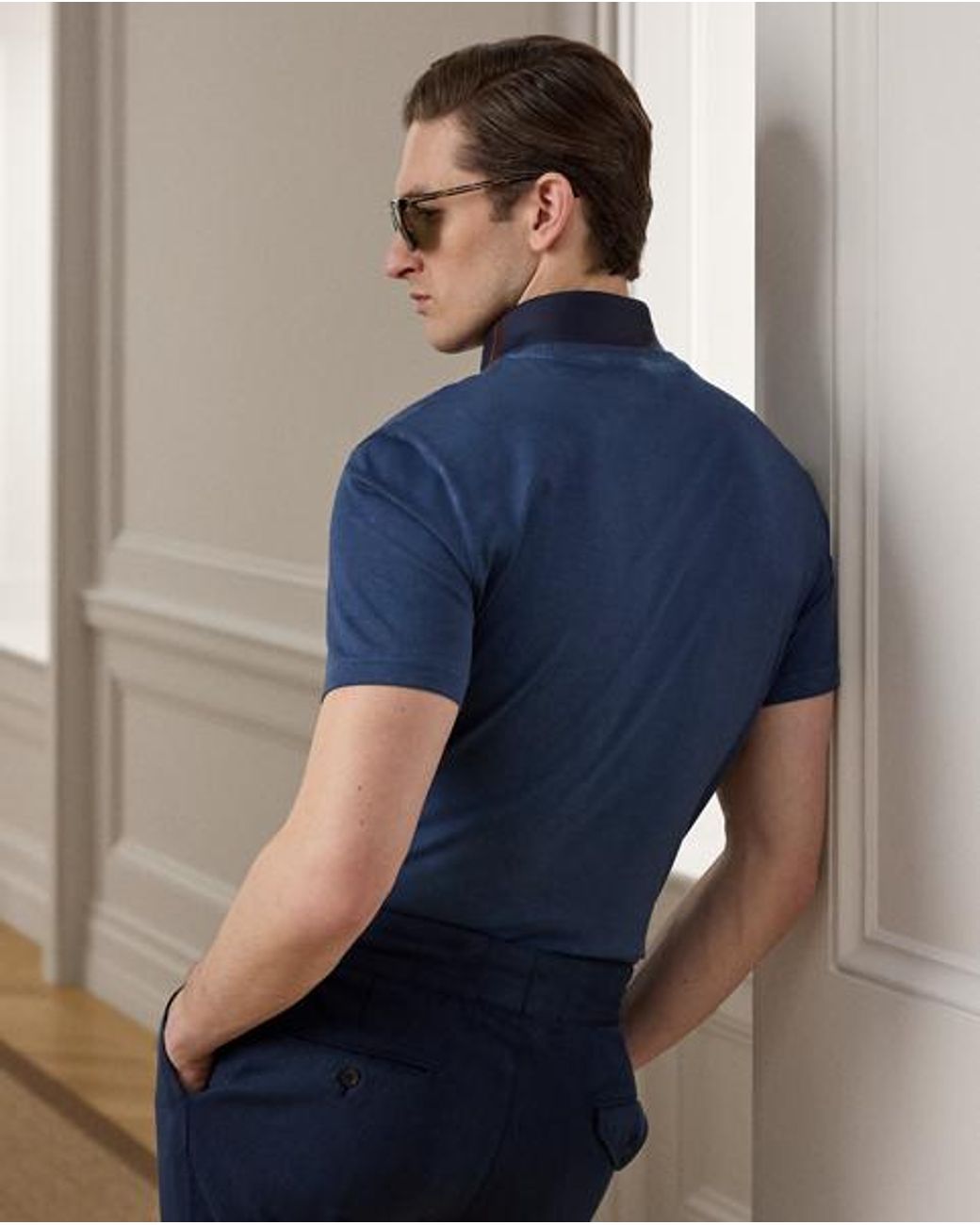 Ralph Lauren Blue Garment-Dyed Jersey Pocket T-Shirt for men
