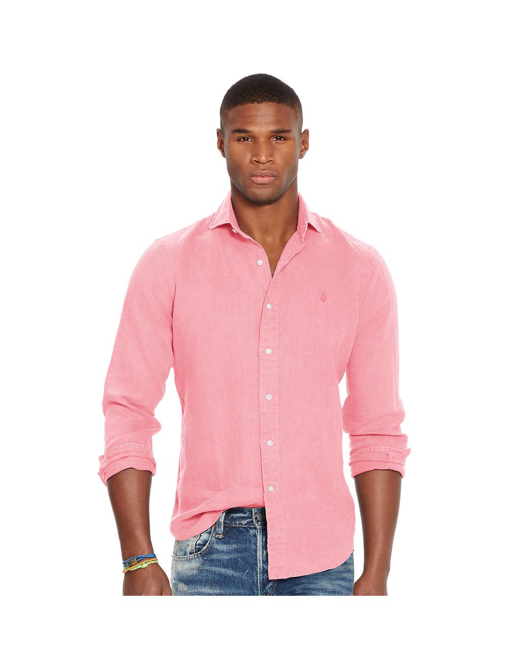 Polo Ralph Lauren Slim-fit Linen Shirt in Pink for Men | Lyst