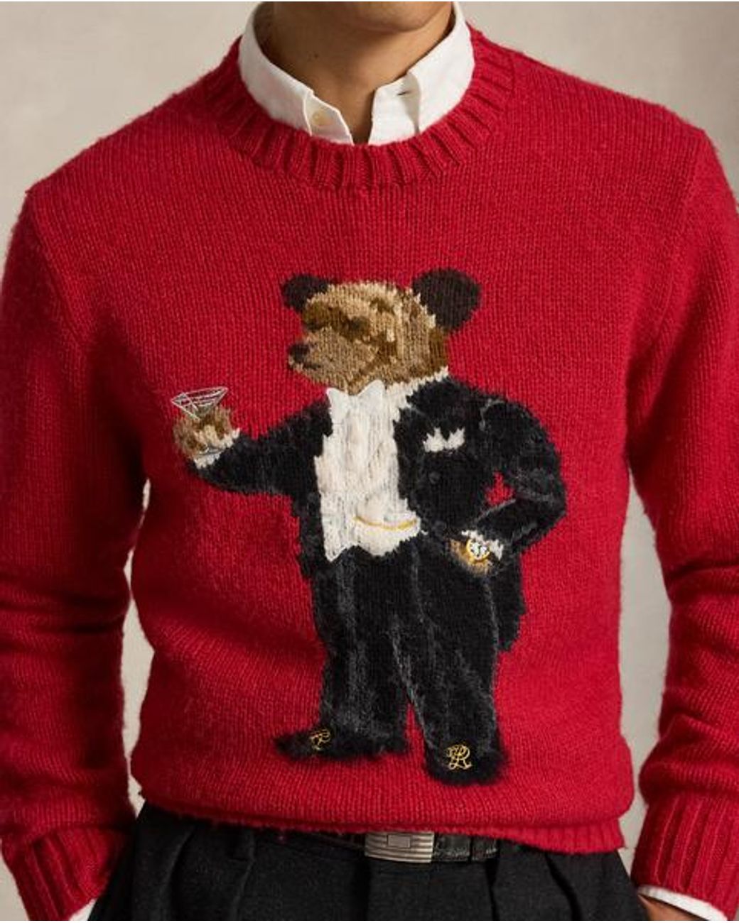Polo Ralph Lauren Red Martini Bear Jumper for men