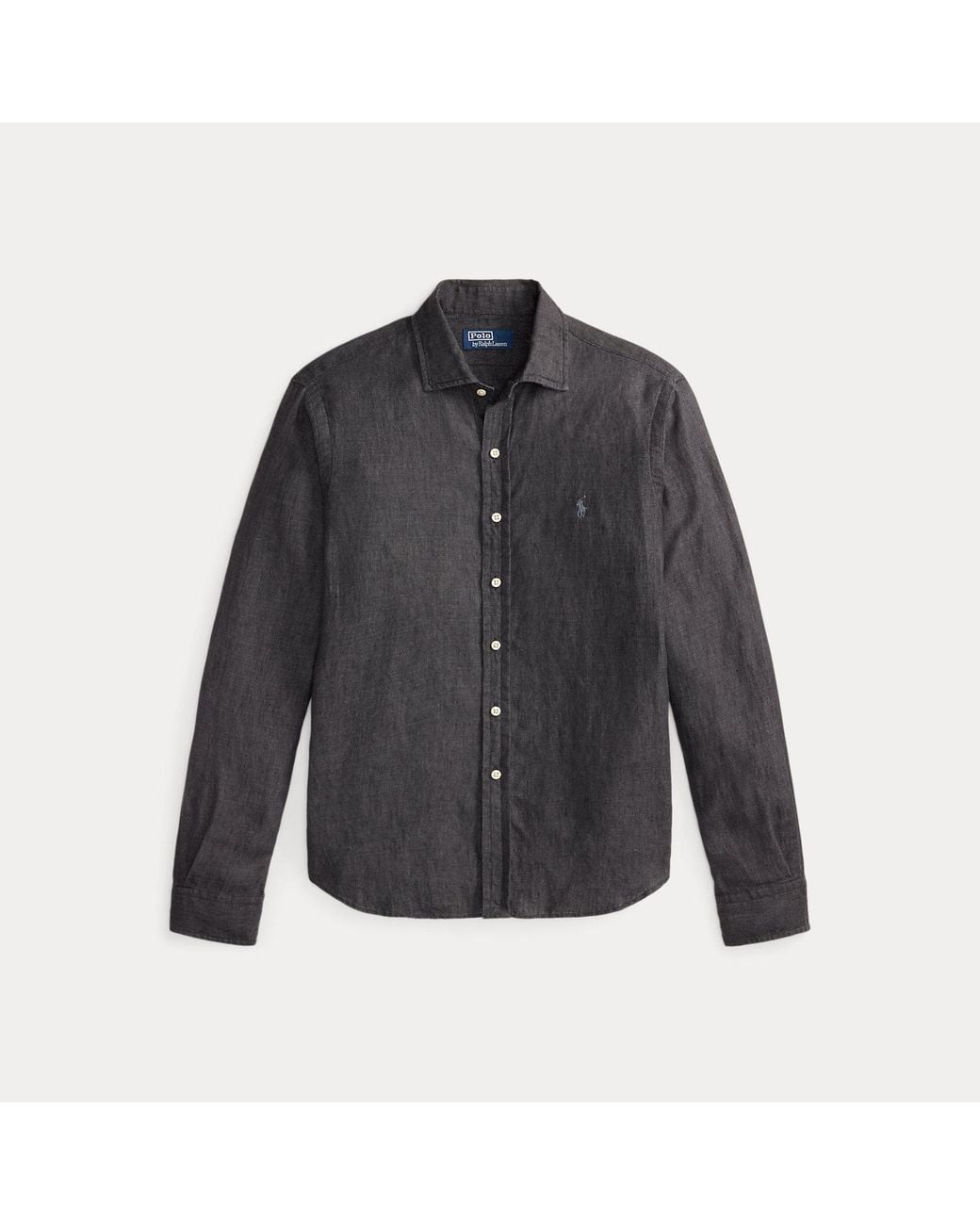 Polo Ralph Lauren Black Custom Fit Slub Linen Shirt for men