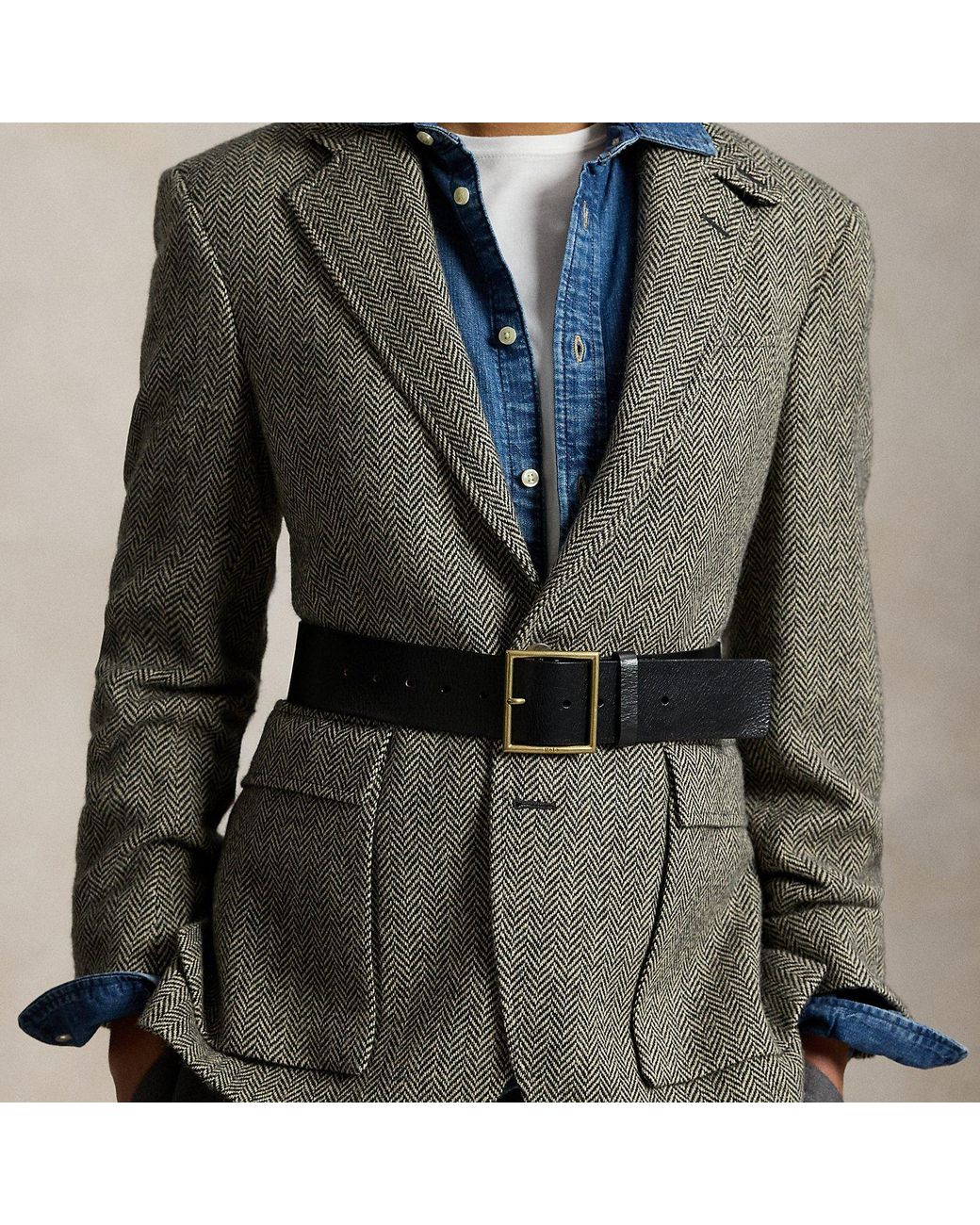 Polo Ralph Lauren Black Square-Buckle Wide Leather Belt