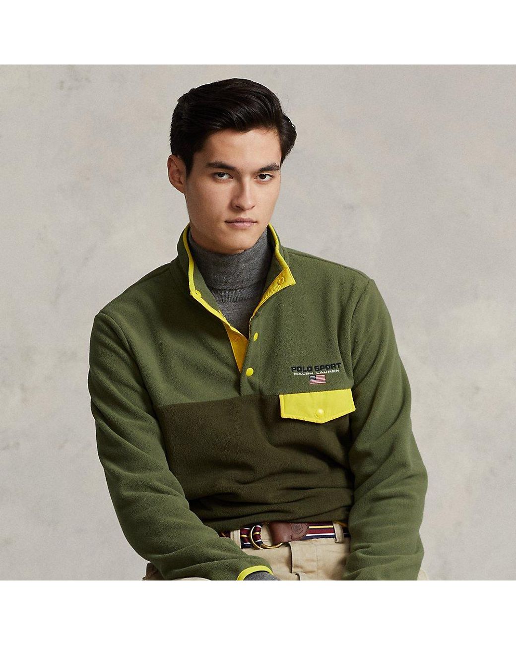 Polo Ralph Lauren Polo Sport Brushed Fleece Pullover in Green for Men