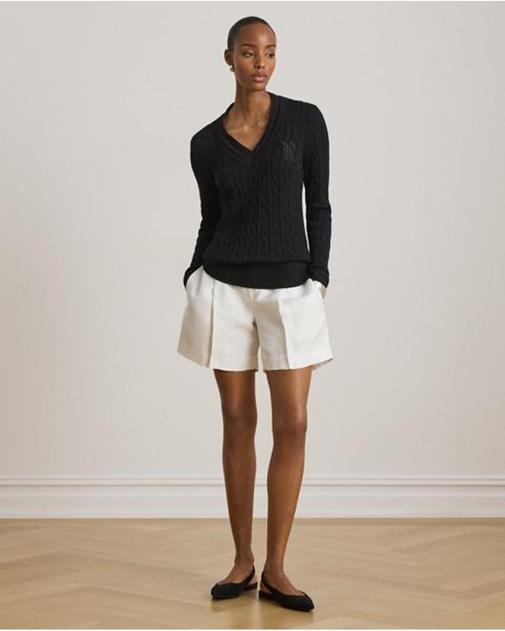 Ralph Lauren Black Cable-Knit Cricket Jumper