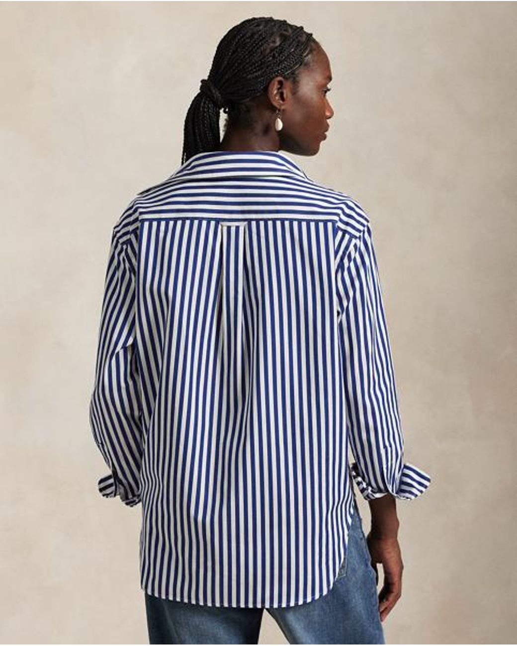Polo Ralph Lauren Blue Oversize Fit Striped Cotton Shirt