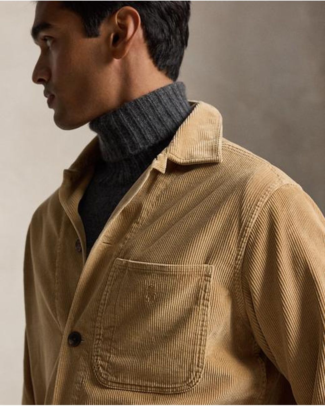 Ralph Lauren Brown Corduroy Utility Overshirt for men