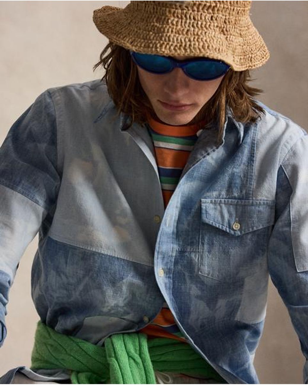 Polo Ralph Lauren Classic Fit Patchwork Chambray Overhemd in het Blue voor heren