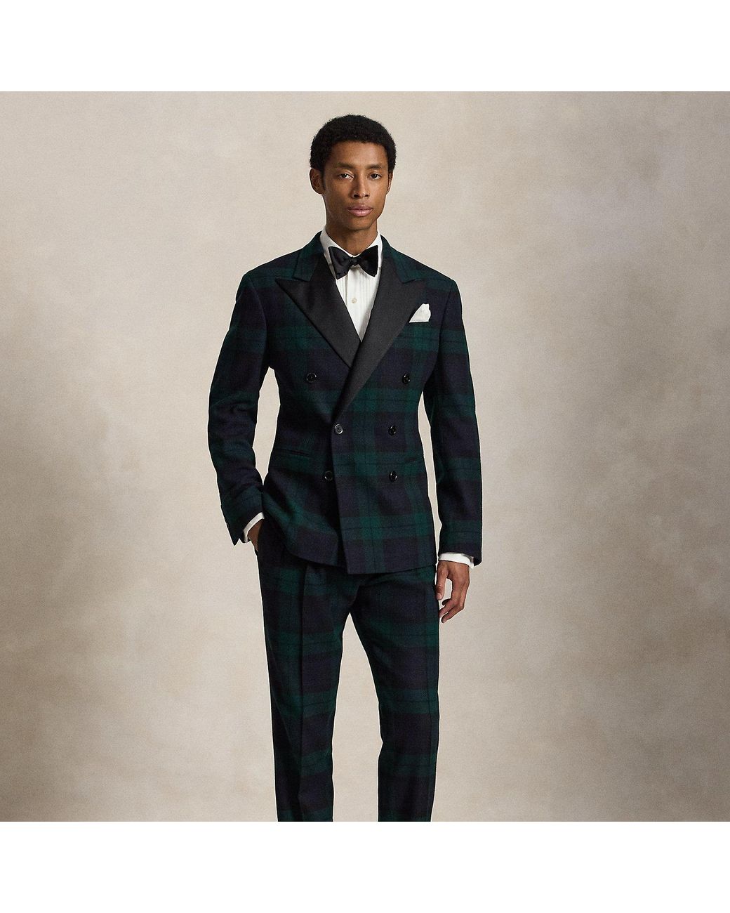 Ralph Lauren Blue Plaid Tuxedo Trouser for men