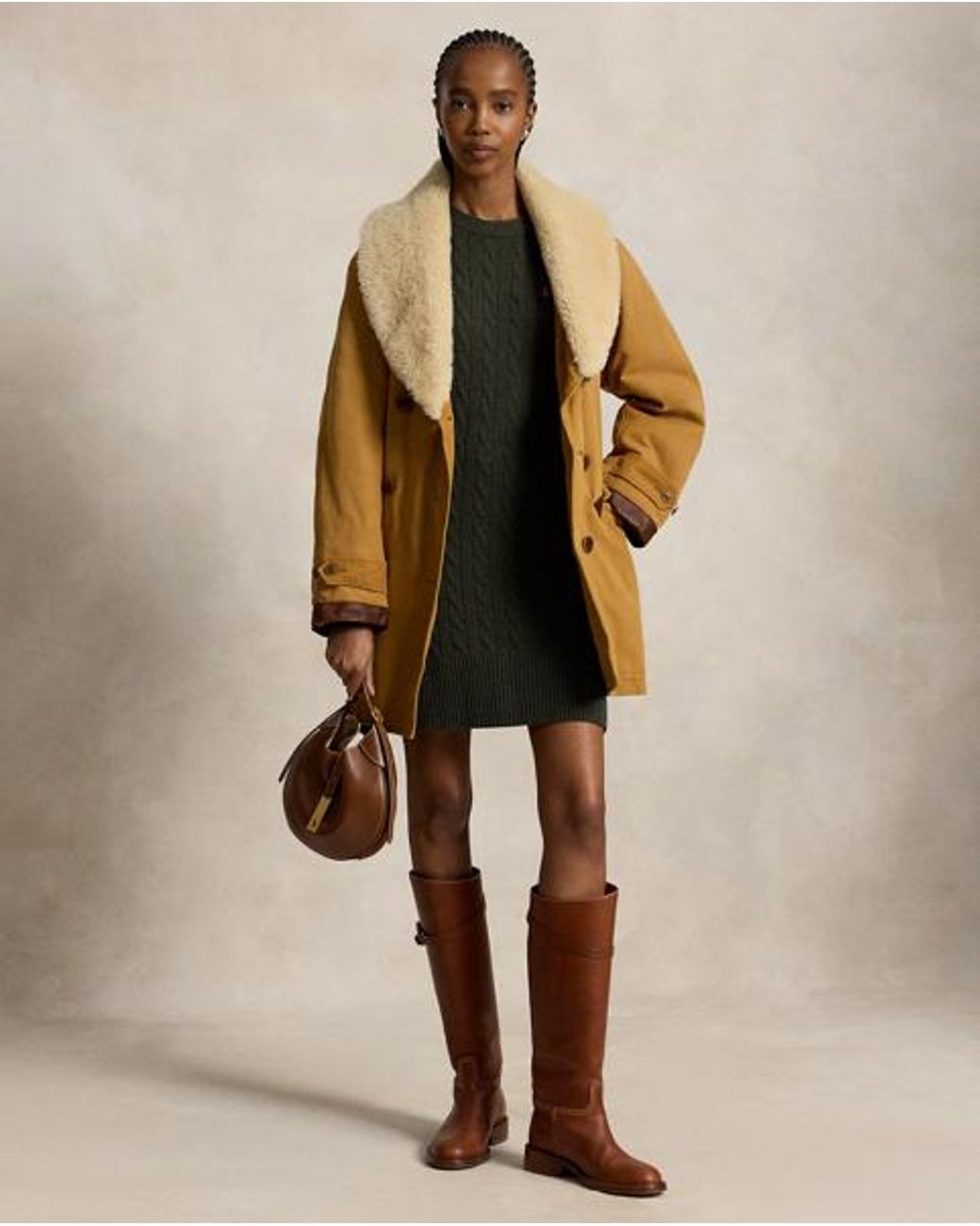 Polo Ralph Lauren Black Cable-Knit Wool-Cashmere Dress