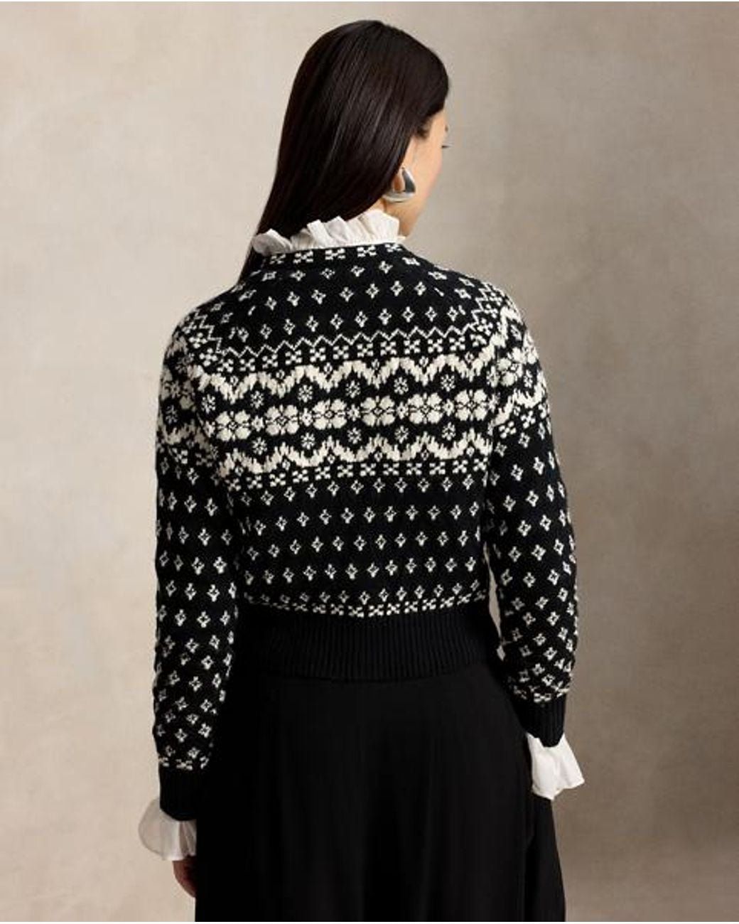 Polo Ralph Lauren Black Fair Isle Wool-Blend Cardigan