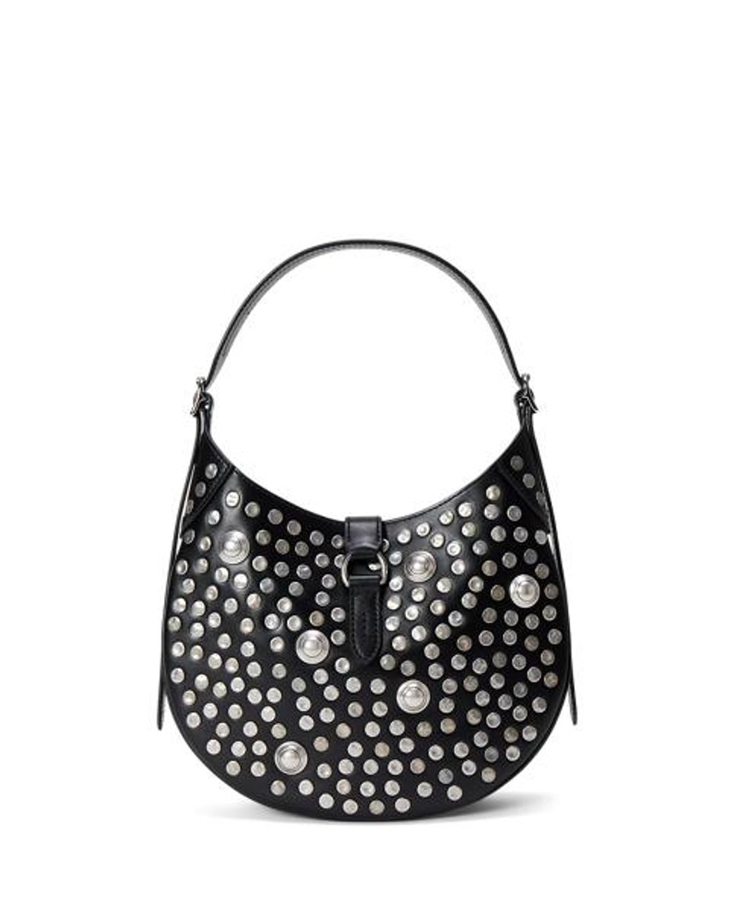 Ralph Lauren Black Polo Id Stud Leather Small Shoulder Bag