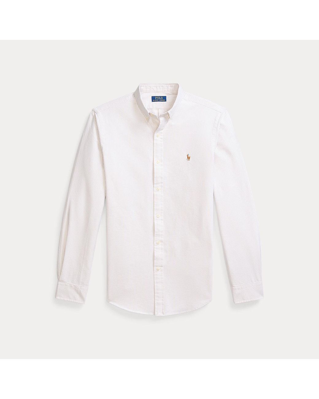 Polo Ralph Lauren White Slim Fit Striped Oxford Shirt for men