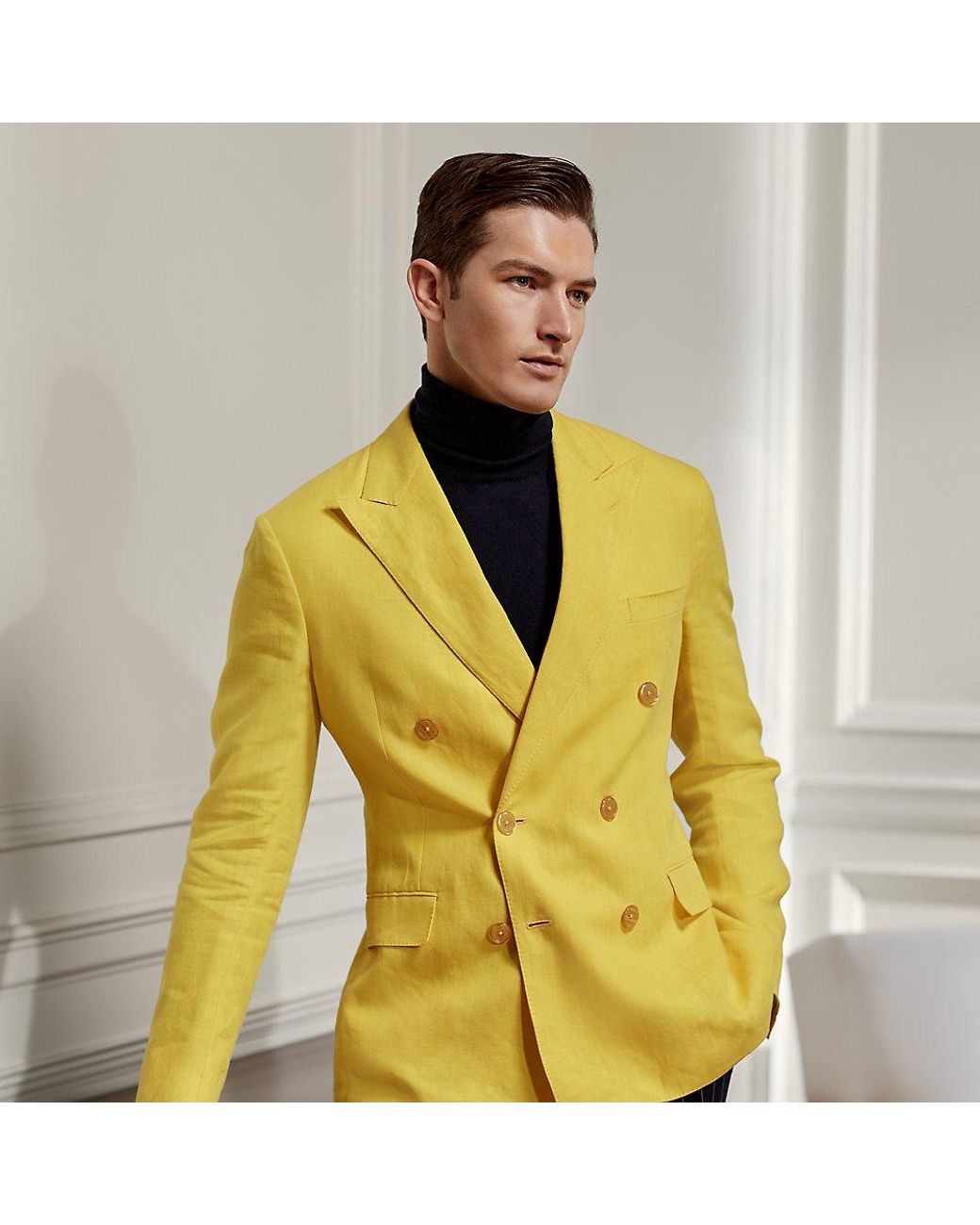 Ralph Lauren Purple Label Ralph Lauren Hadley Linen Suit Jacket in Yellow  for Men | Lyst