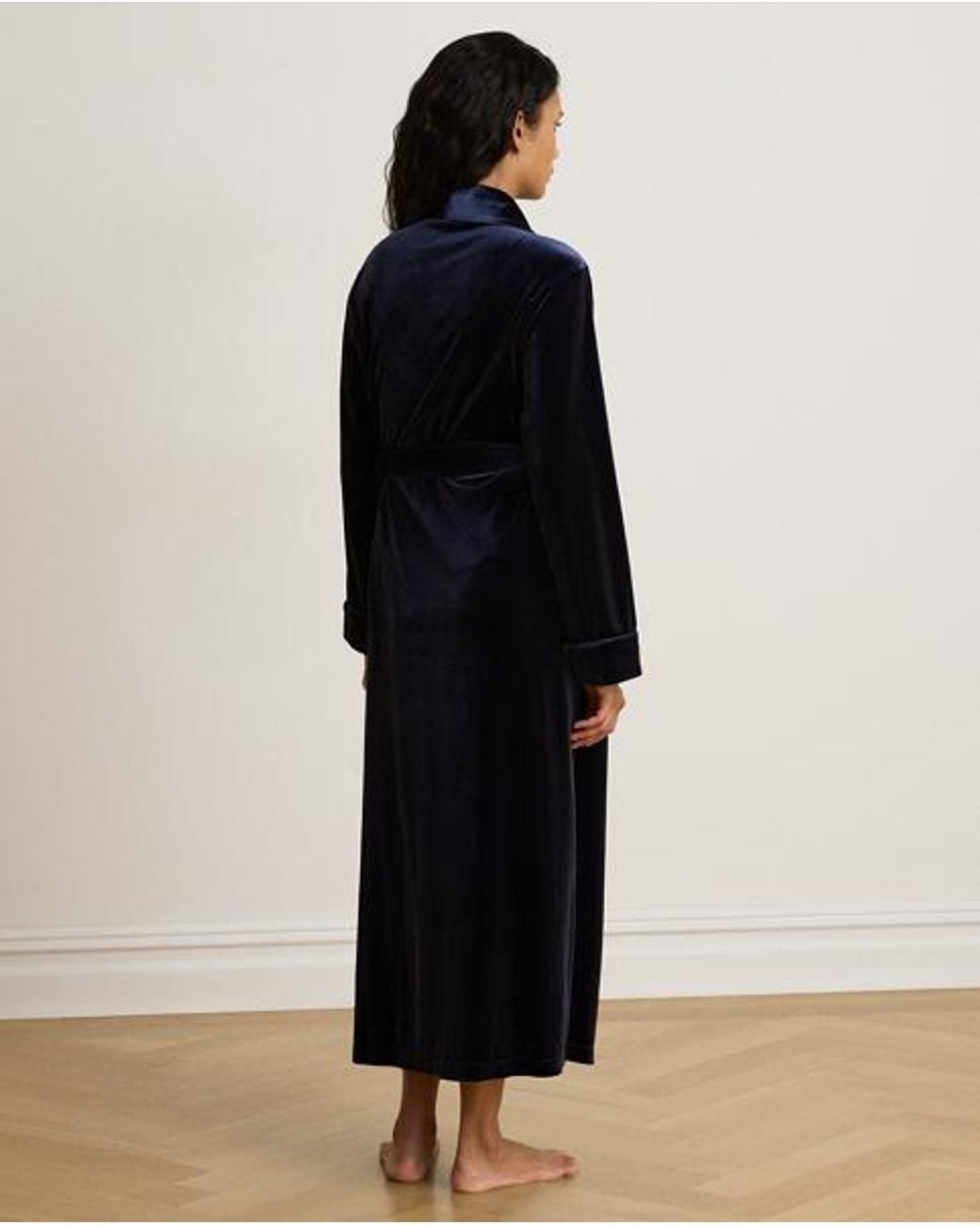 Ralph Lauren Blue Velvet Long Shawl-Collar Robe