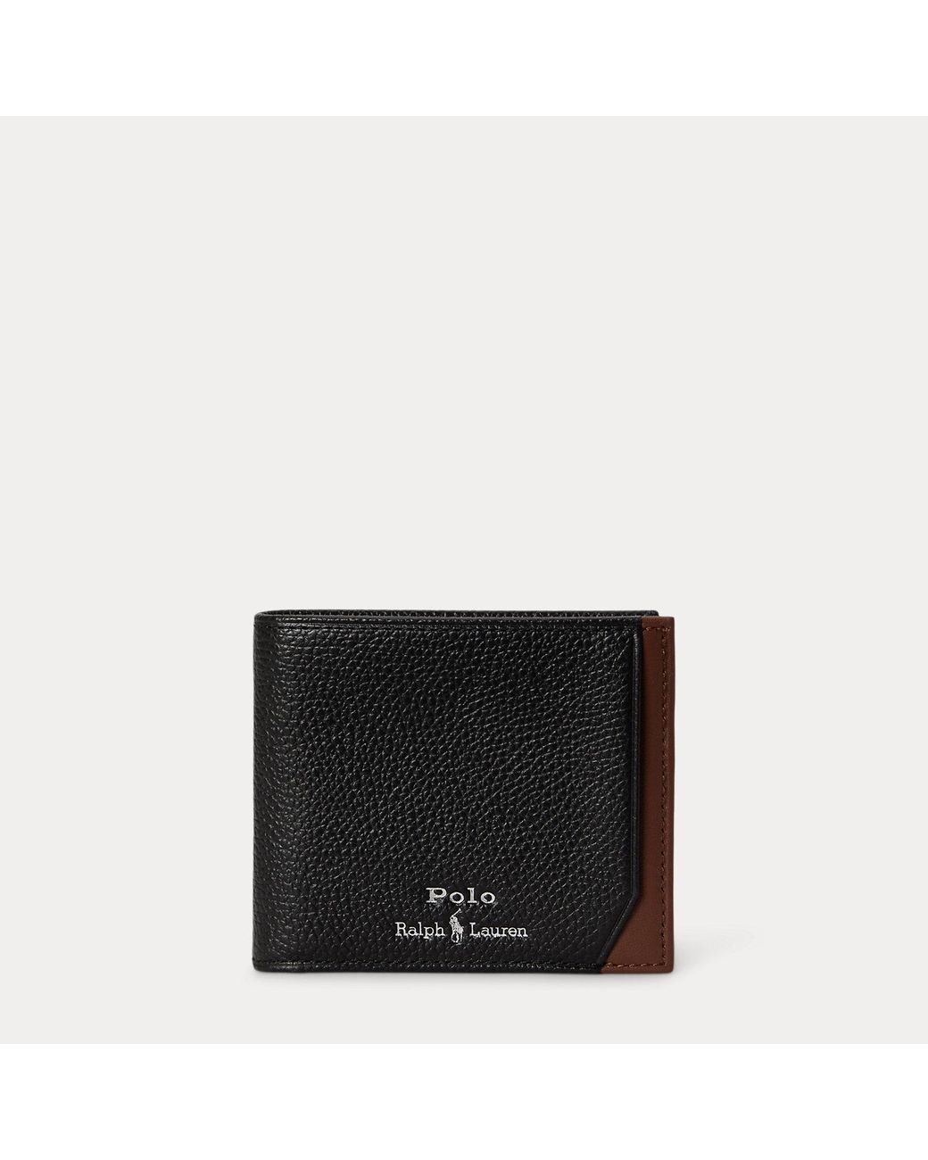 Polo Ralph Lauren Black Two-Tone Leather Billfold Wallet for men
