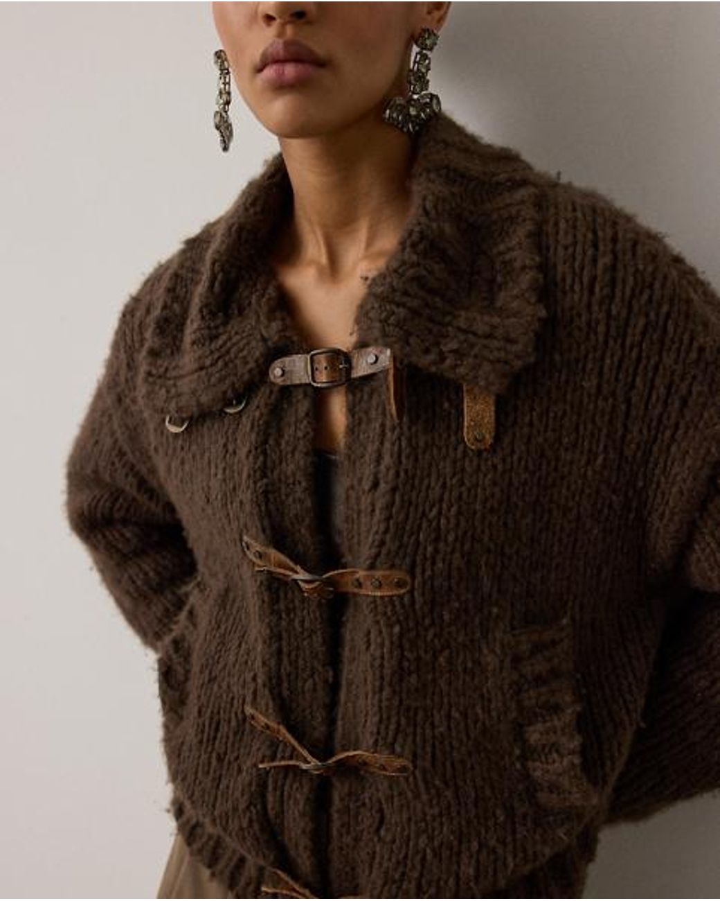 Ralph Lauren Brown Cashmere Jumper Flight Jacket