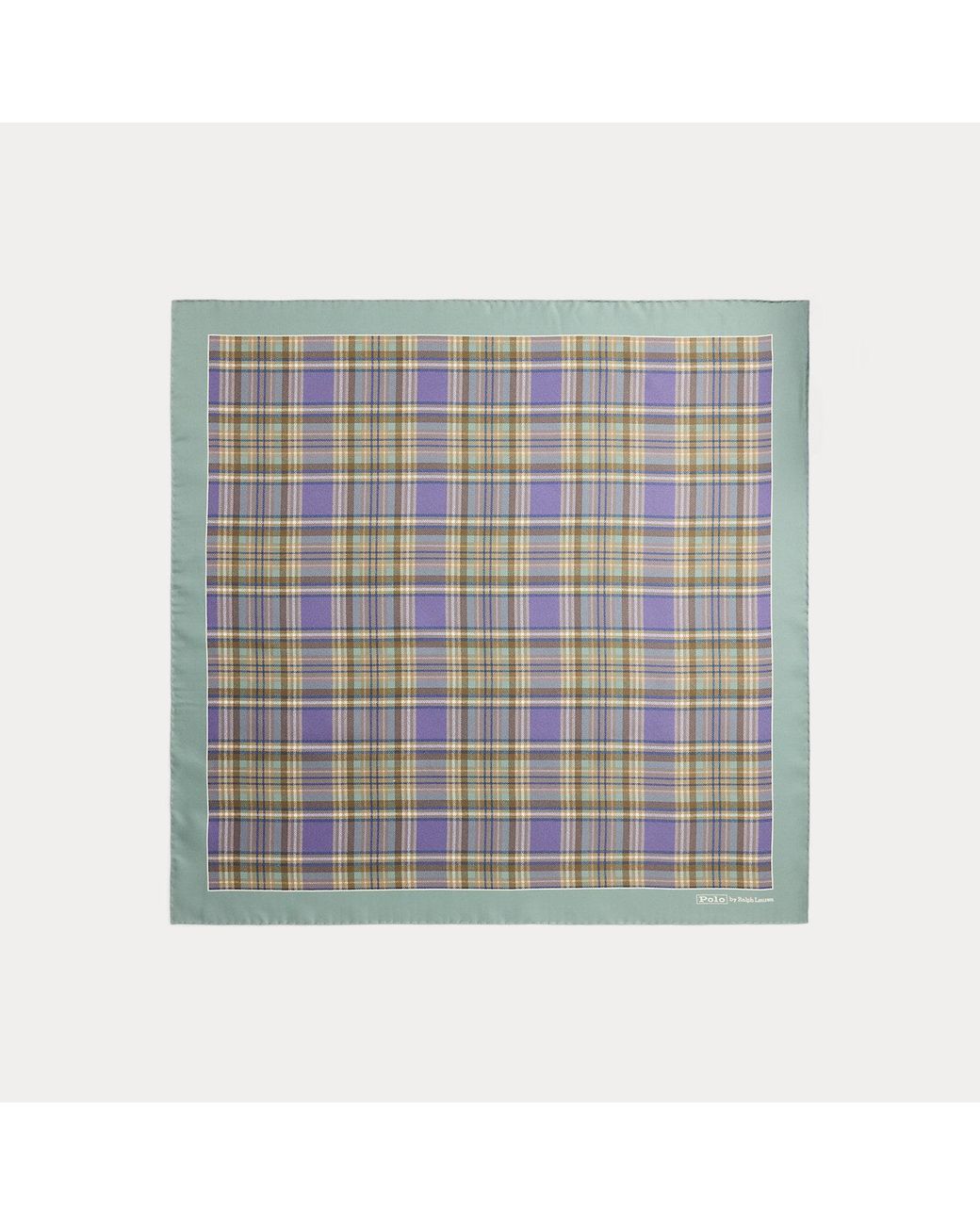 Polo Ralph Lauren Blue Plaid Silk Square Scarf for men
