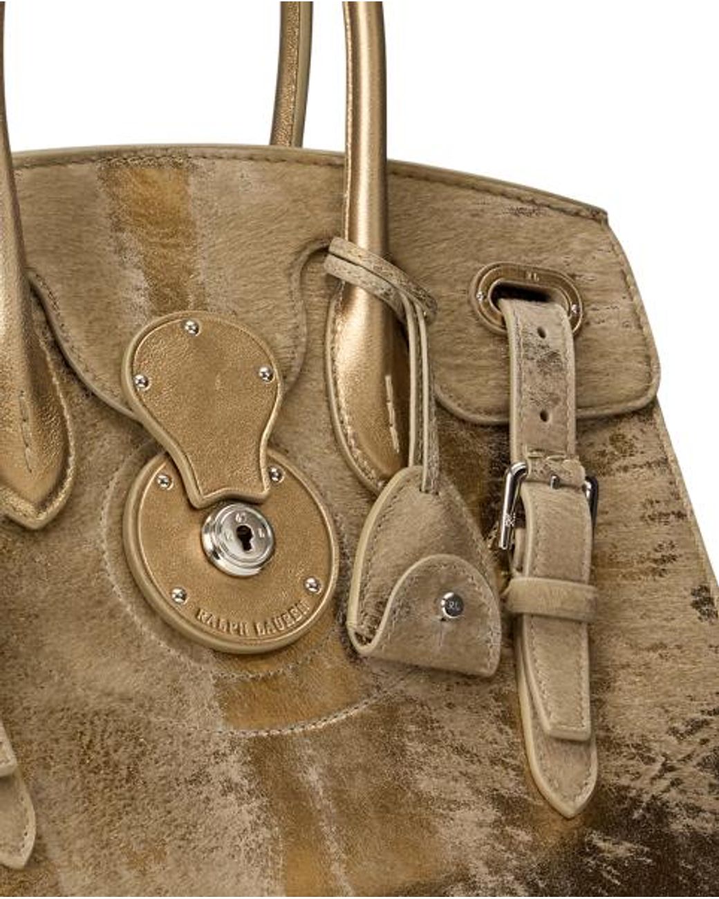 Ralph Lauren Natural Extra-Soft Ricky 33 Foiled Haircalf Bag